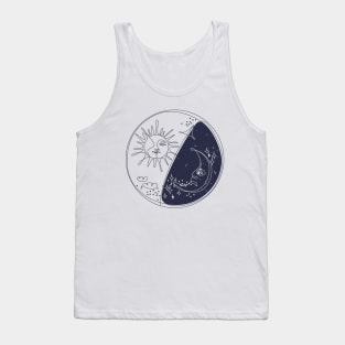 Monoline moon sun yin yan Tank Top